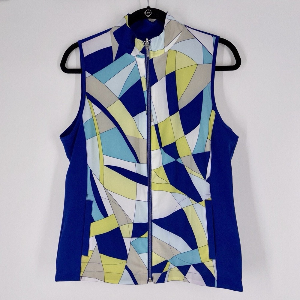 NEW Zenergy Golf by Chico's Reversible Vest Size 0‎ Royal Blue/Geometric Pattern
